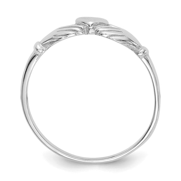 14K White Gold Claddagh Ring - Polished Satin, 8g