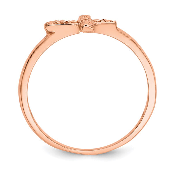 14K Rose Gold Polished Double Cross Ring