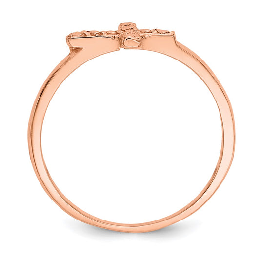 Exclusive 14K Rose Gold Polished Double Cross Ring - Stylish & Affordable!