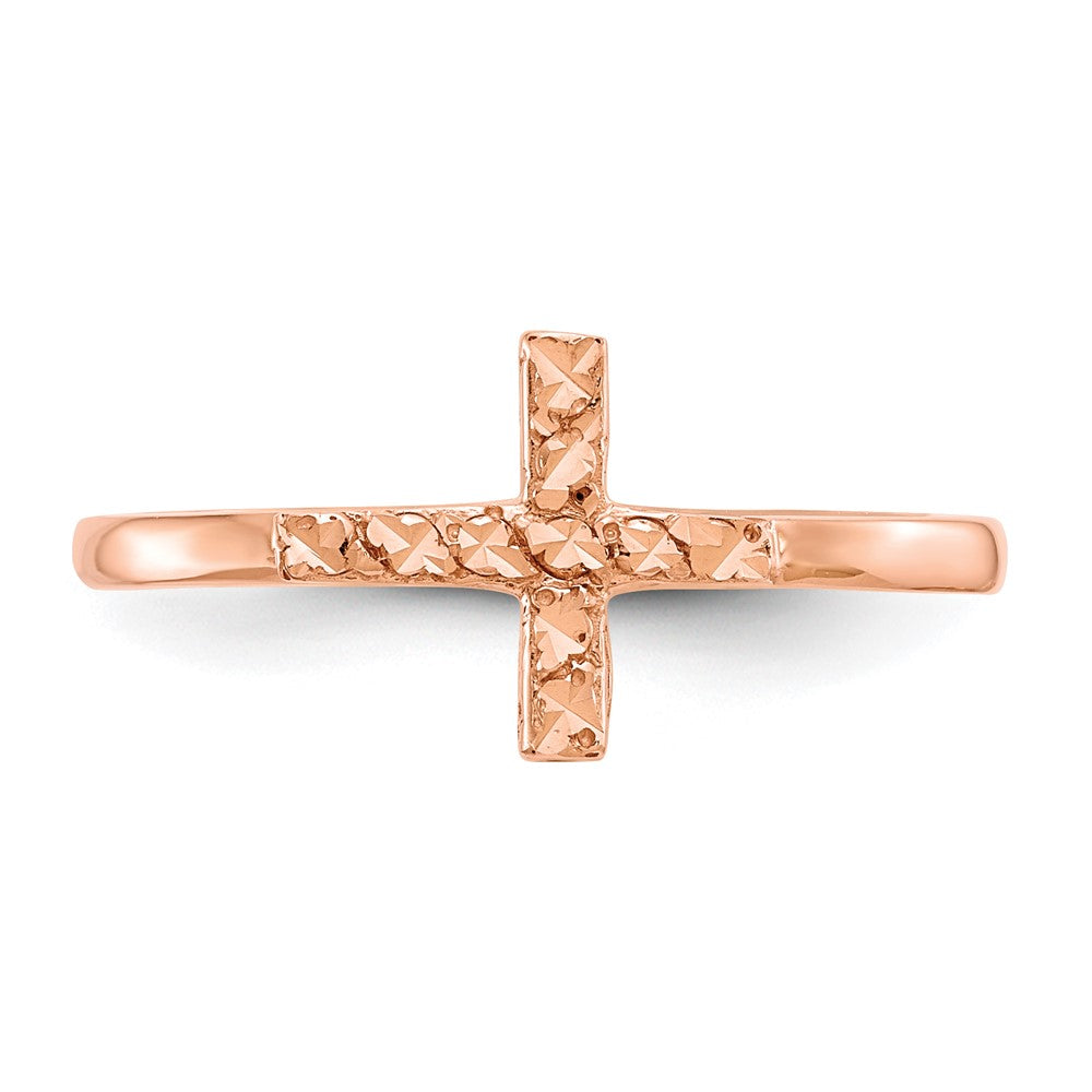 Exclusive 14K Rose Gold Polished Double Cross Ring - Stylish & Affordable!