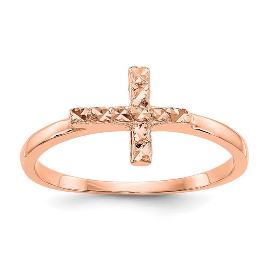 Exclusive 14K Rose Gold Polished Double Cross Ring - Stylish & Affordable!