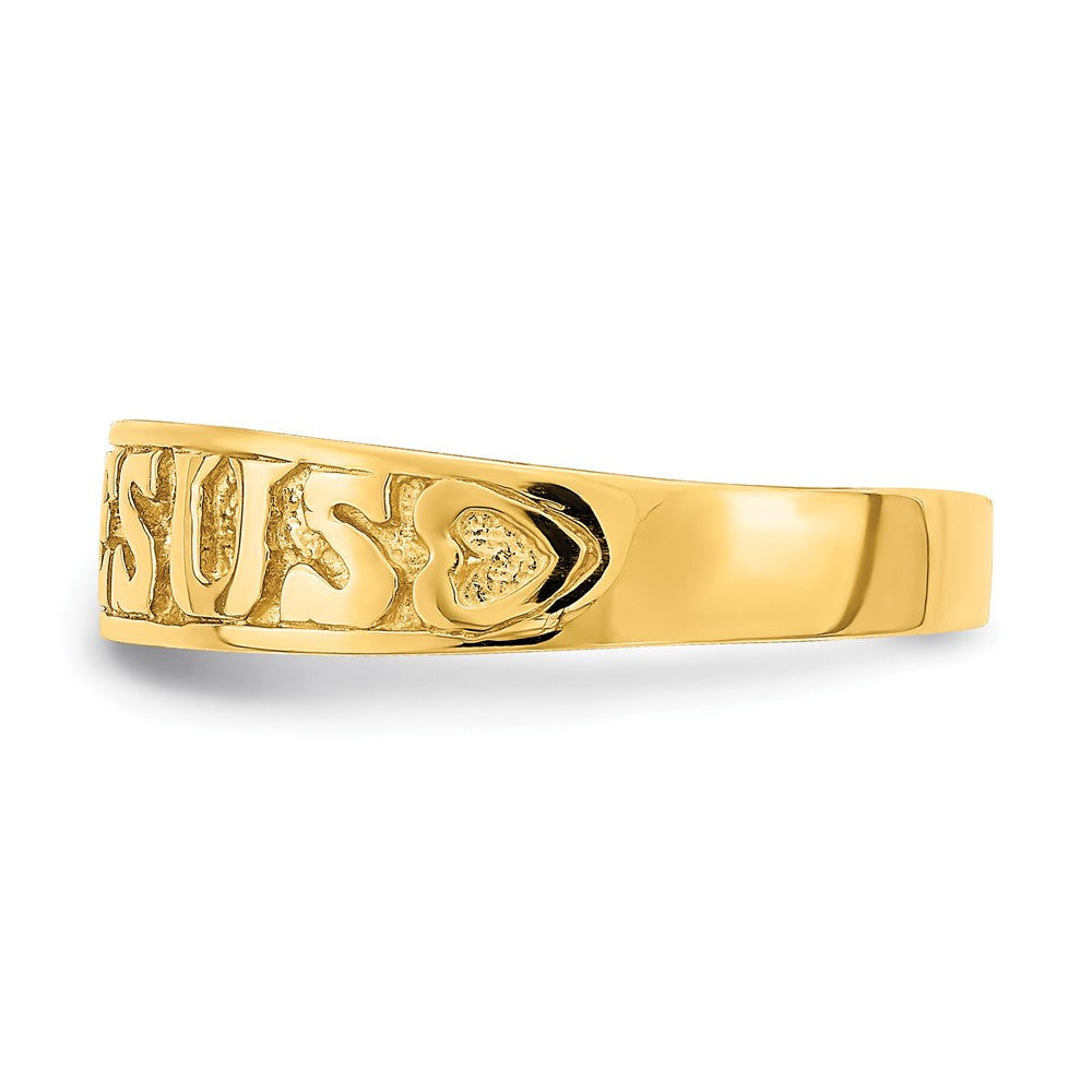 High-Quality 14K Gold Jesus Ring with Heart Accents - Stylish & Affordable