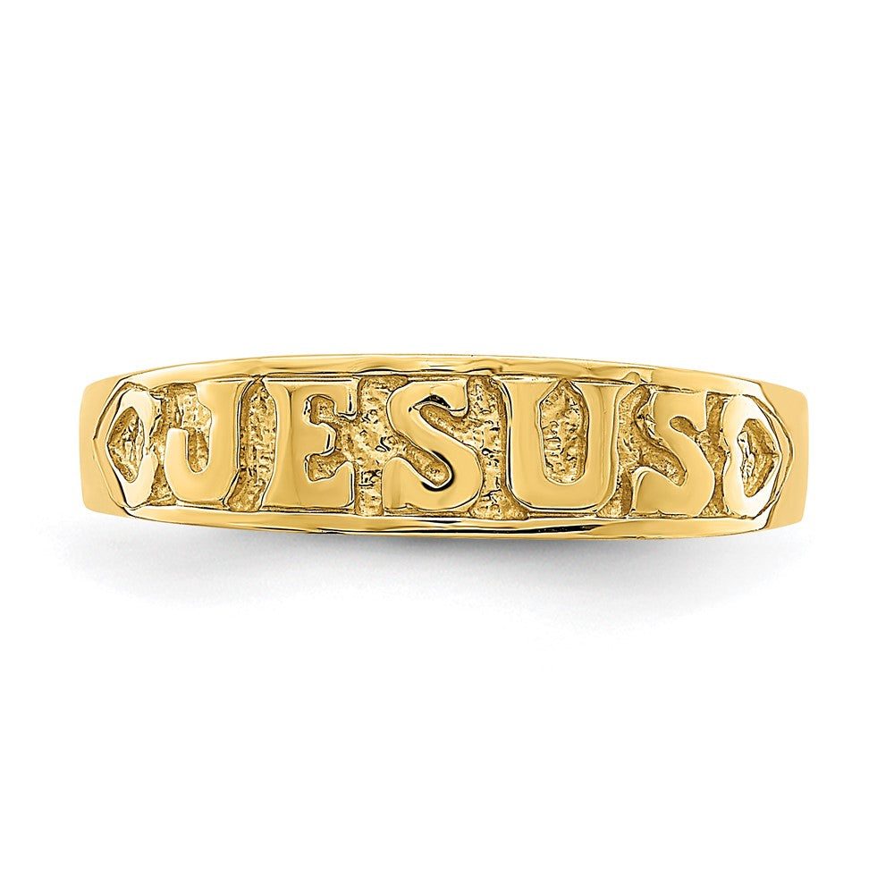 High-Quality 14K Gold Jesus Ring with Heart Accents - Stylish & Affordable