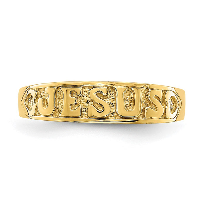 High-Quality 14K Gold Jesus Ring with Heart Accents - Stylish & Affordable-5