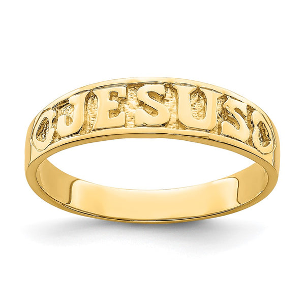 14K Gold Jesus Ring with Heart Accents