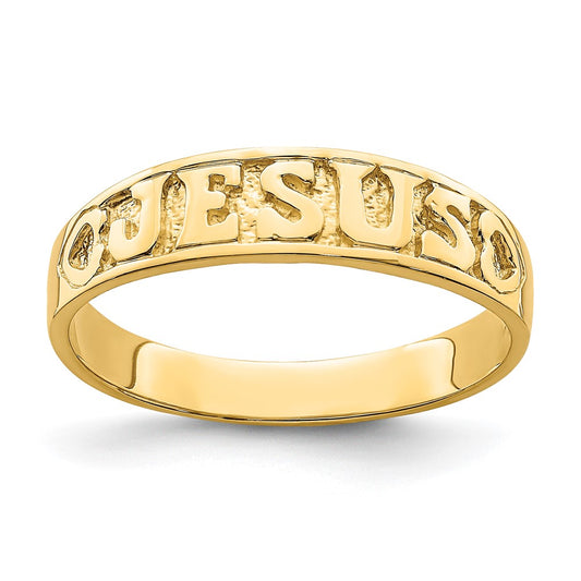 High-Quality 14K Gold Jesus Ring with Heart Accents - Stylish & Affordable