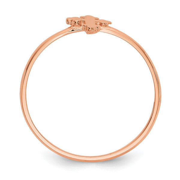 14K Rose Gold Cross Ring - Polished