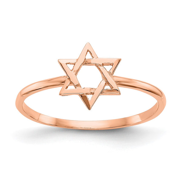 14K Rose Gold Star of David Ring