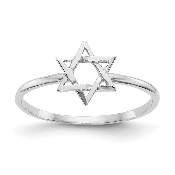 Polished Star of David Ring in 14K White Gold