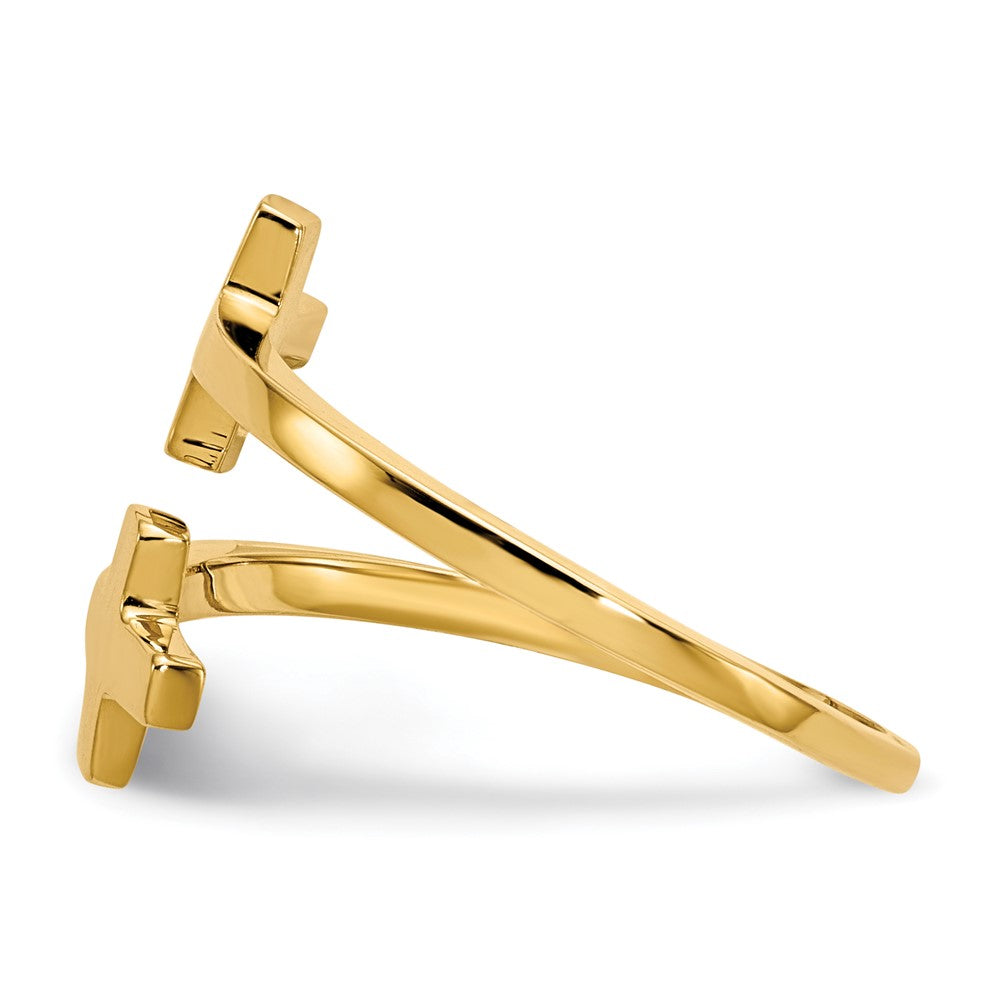 Shop Stylish 14K Gold Polished Double Cross Ring - High-Quality Luxury Accessory