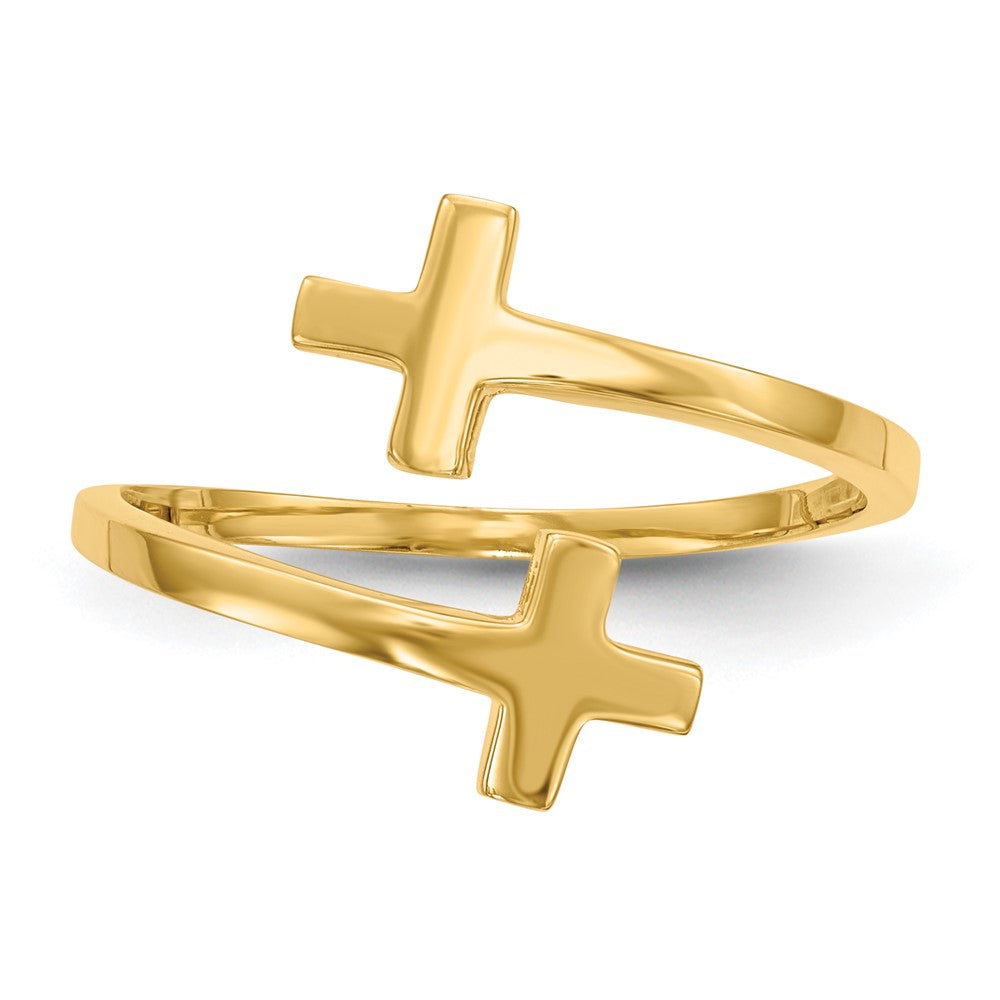 Shop Stylish 14K Gold Polished Double Cross Ring - High-Quality Luxury Accessory