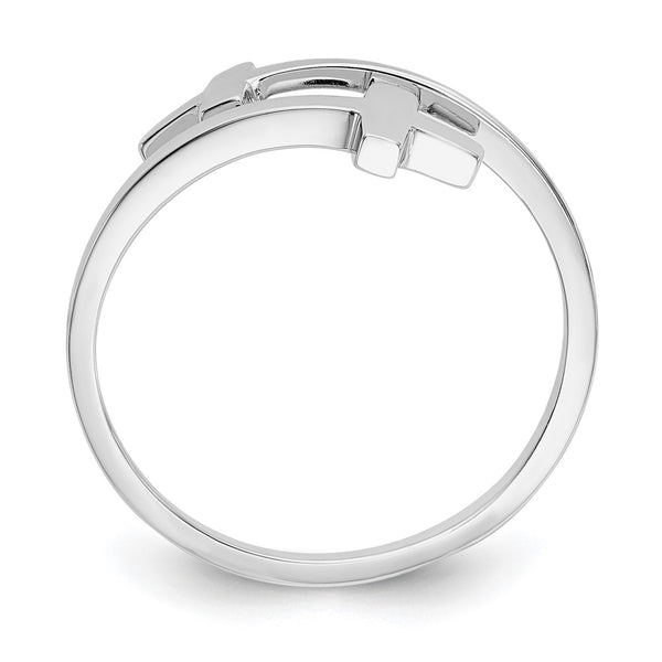 Polished Double Cross Ring in 14K White Gold