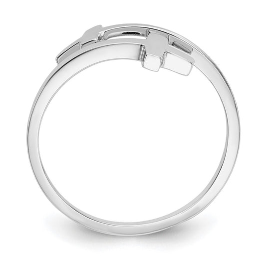 High-Quality Polished Double Cross Ring in 14K White Gold | Stylish Value