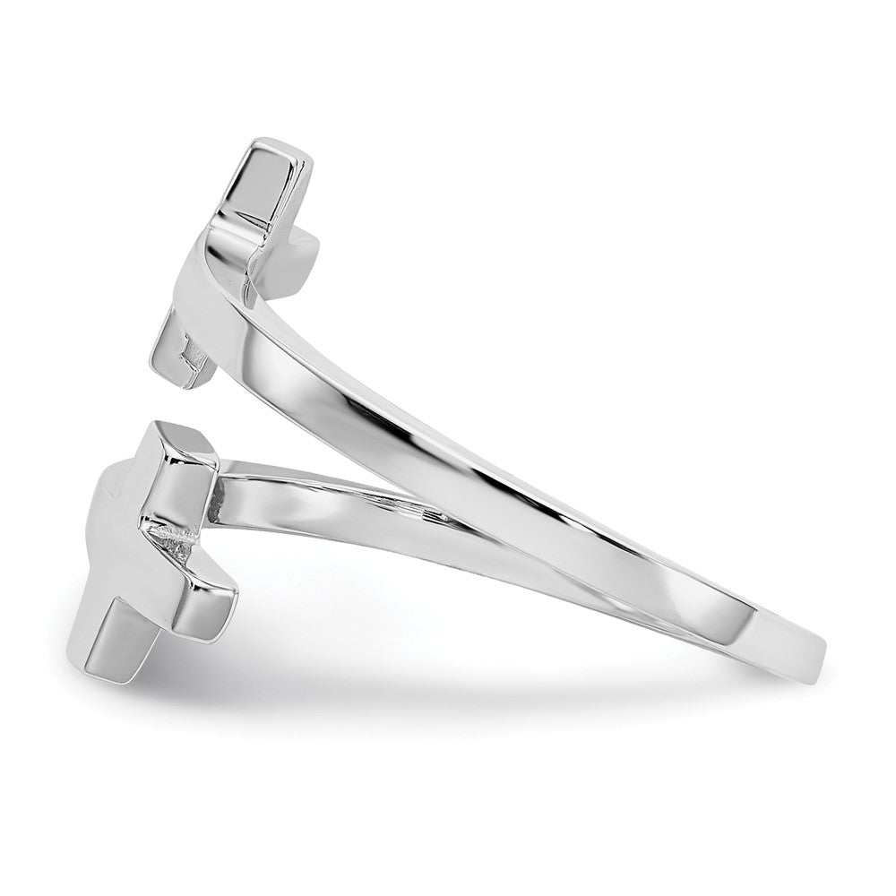 High-Quality Polished Double Cross Ring in 14K White Gold | Stylish Value