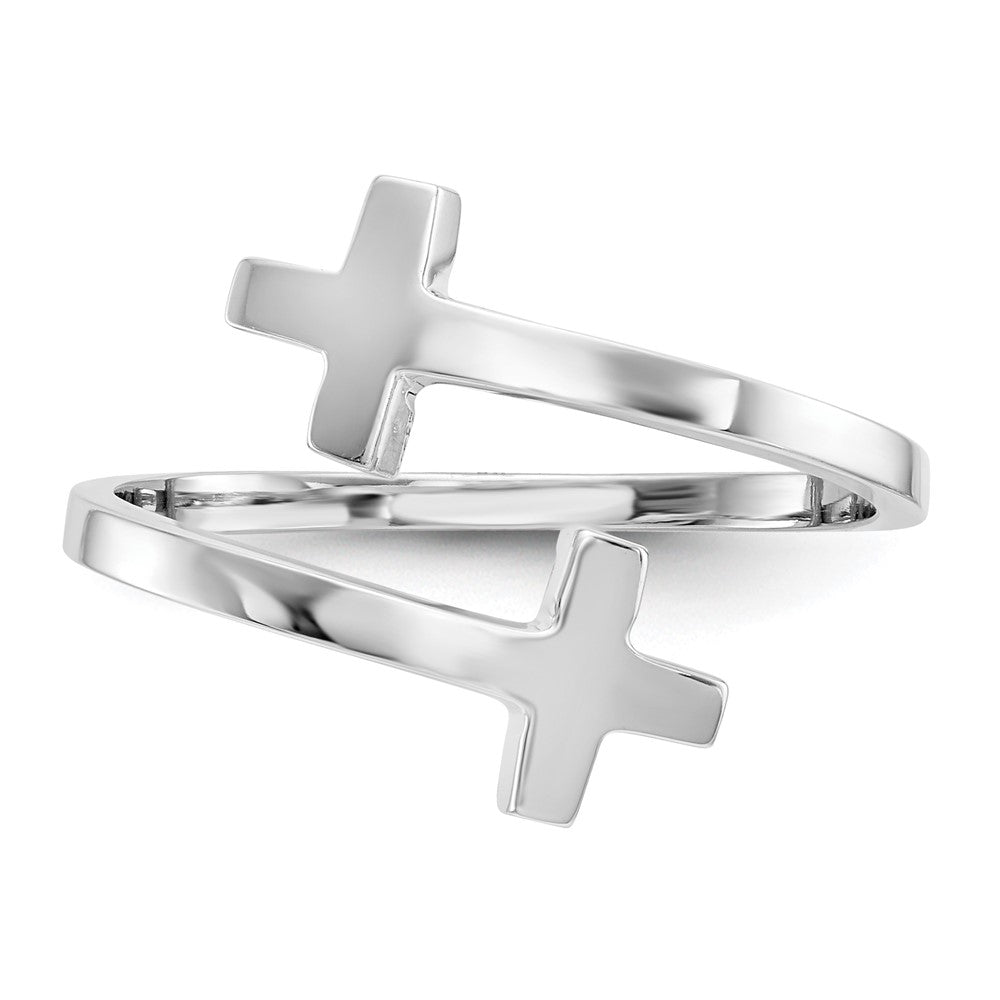 High-Quality Polished Double Cross Ring in 14K White Gold | Stylish Value