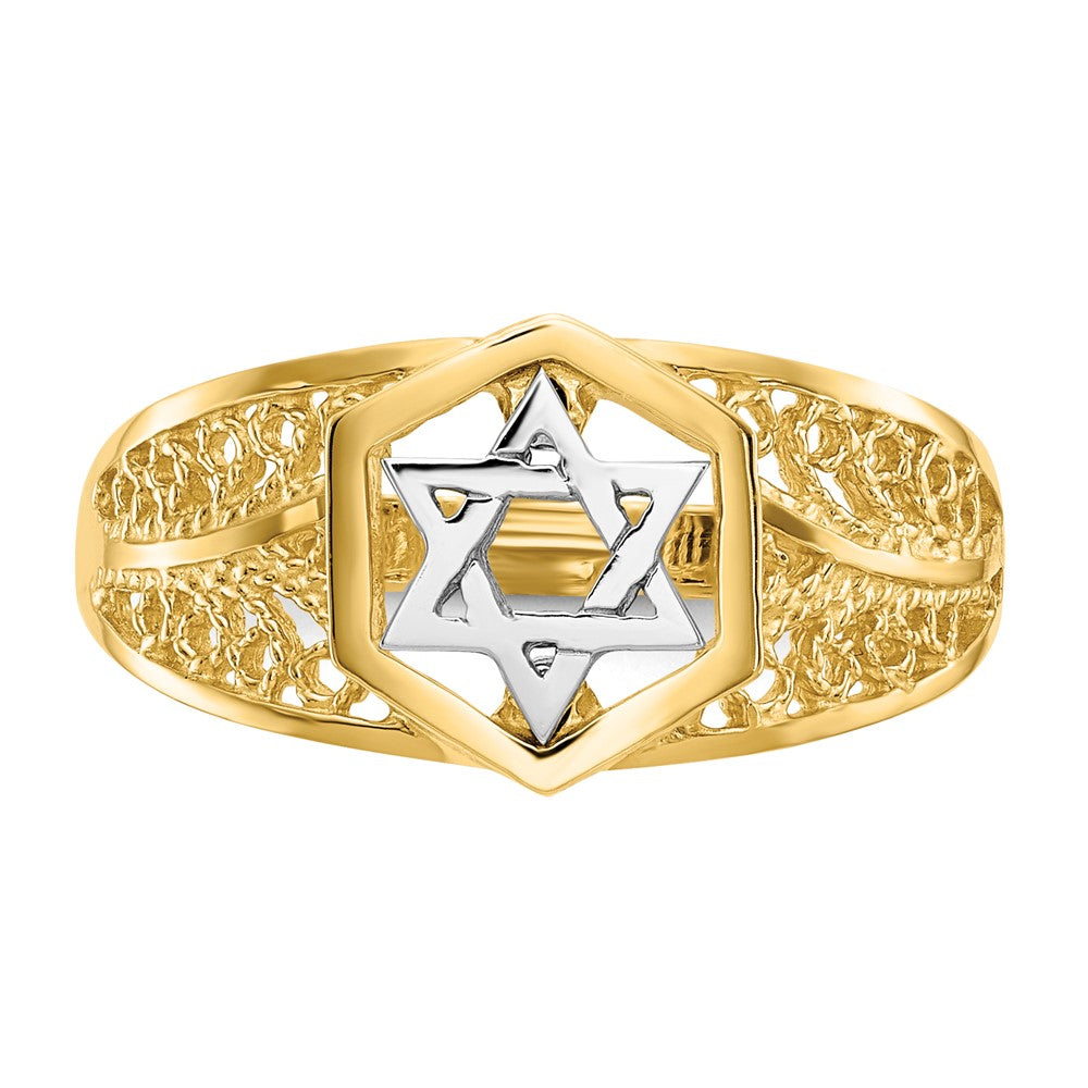Shop Stylish 14K Two-Tone Polished Star of David Ring - Unisex Design