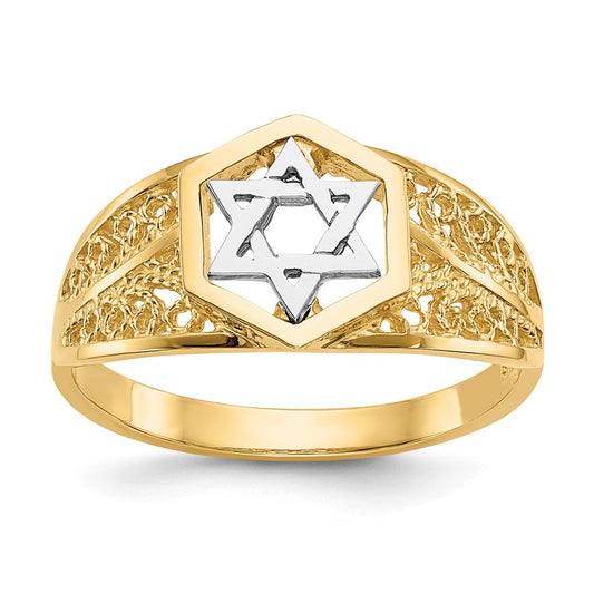 Shop Stylish 14K Two-Tone Polished Star of David Ring - Unisex Design