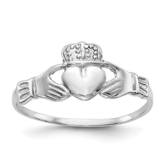 Shop Polished 14K White Gold Claddagh Ring | Stylish & Affordable Value Jewelry