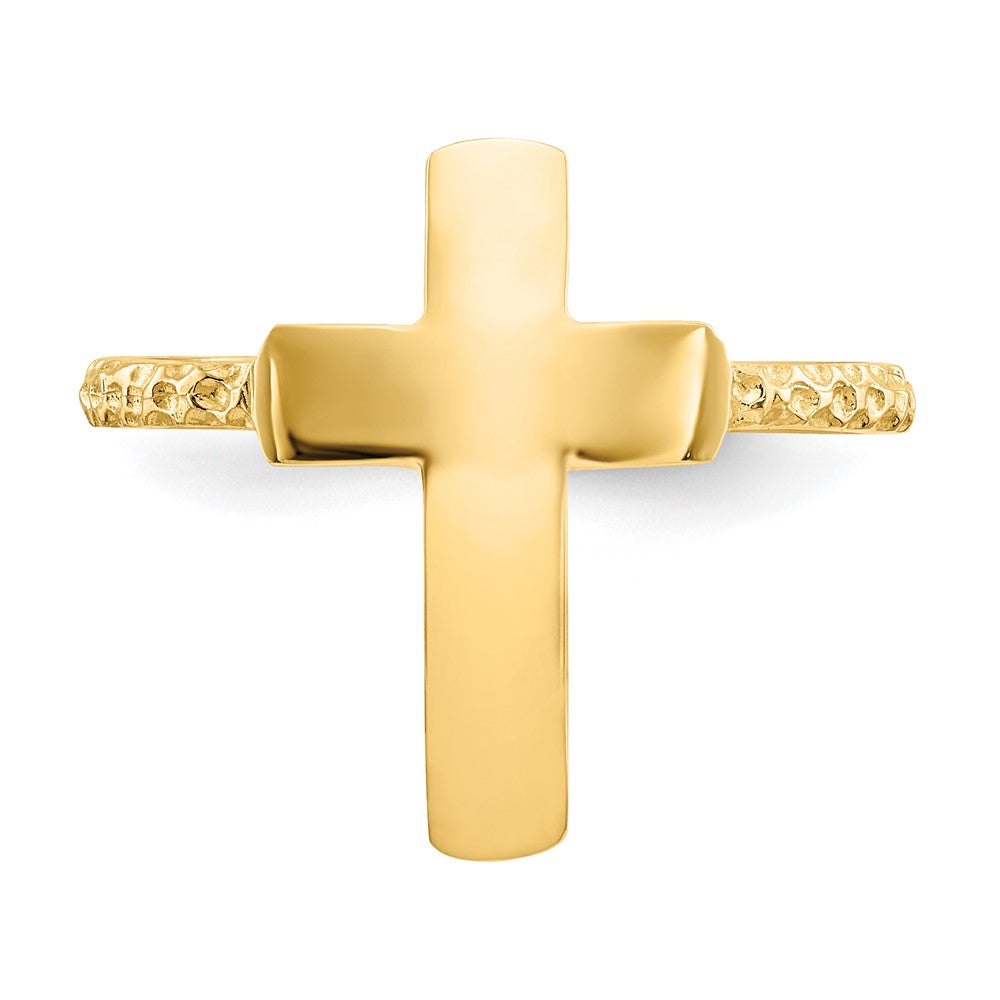 Exclusive 14K Gold Polished Textured Cross Band Ring - Stylish Design, Affordable Luxury