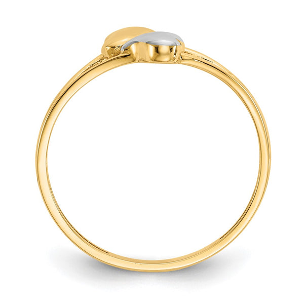 14K Gold Double Heart Ring - Rhodium