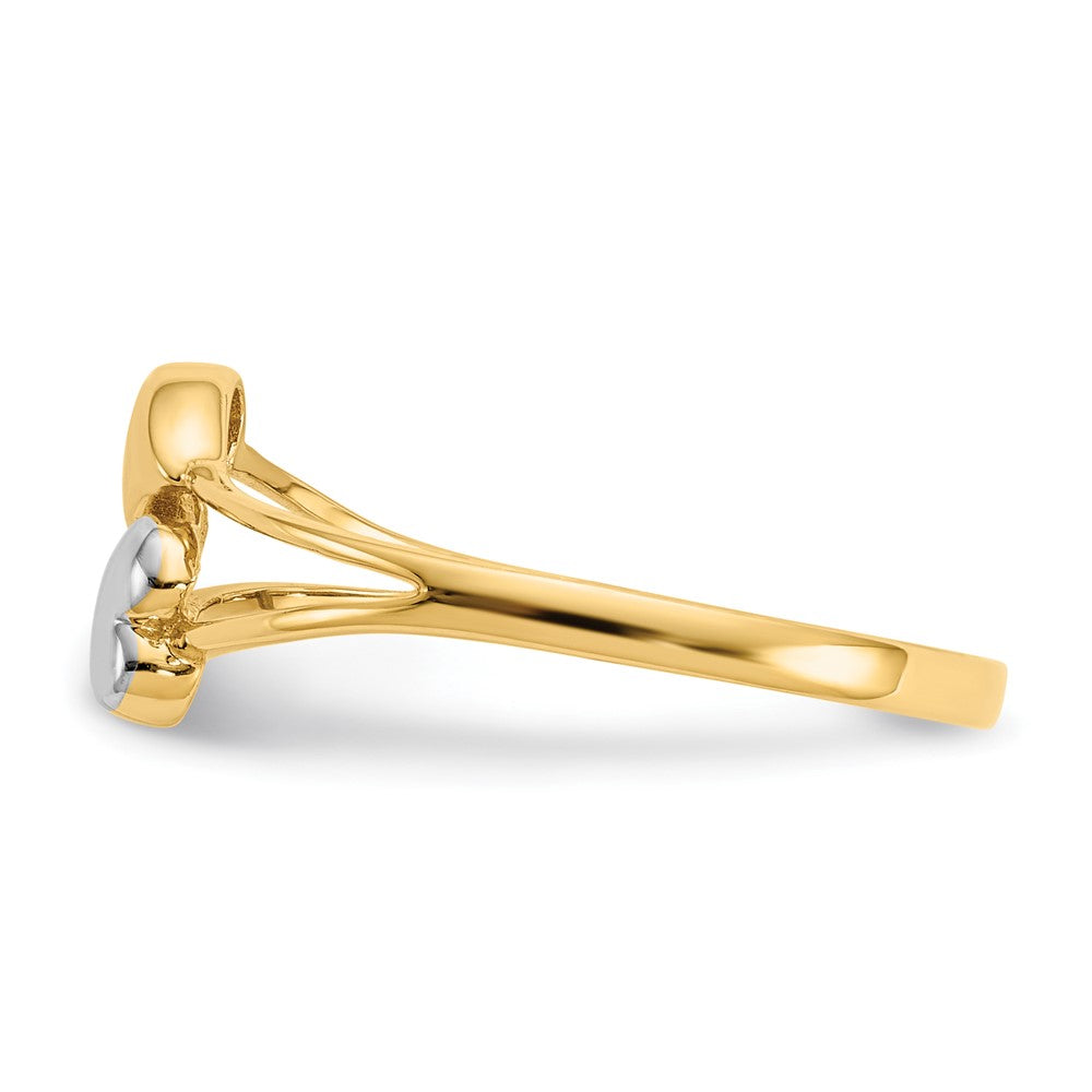 Shop 14K Gold Double Heart Ring - Stylish Rhodium Finish, Affordable Luxury!