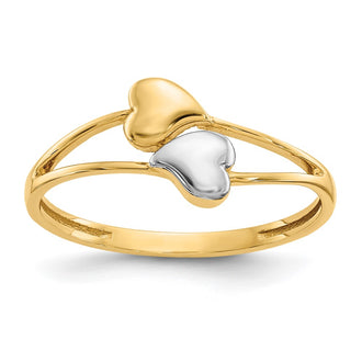 Shop 14K Gold Double Heart Ring - Stylish Rhodium Finish, Affordable Luxury!