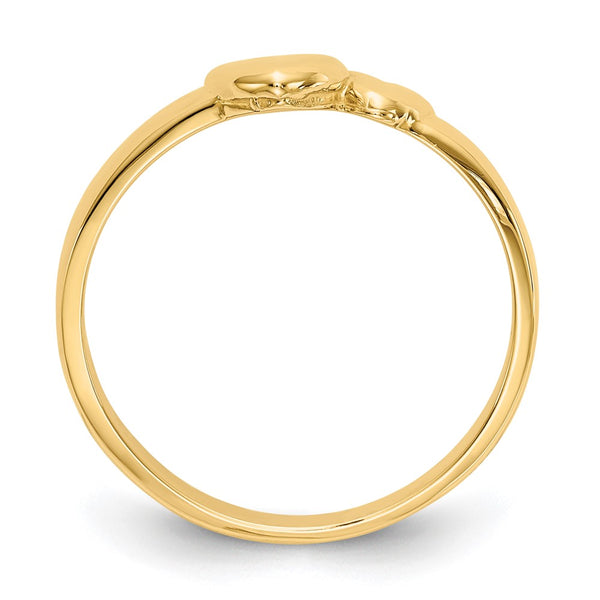 14K Gold Polished Interlocking Hearts Ring