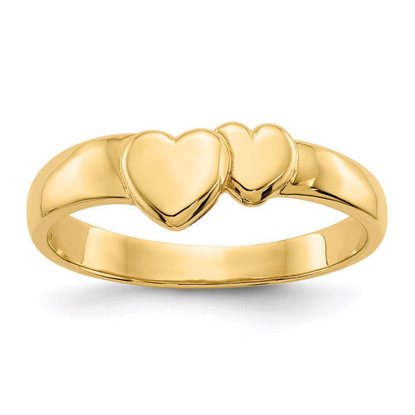 14K Gold Polished Interlocking Hearts Ring