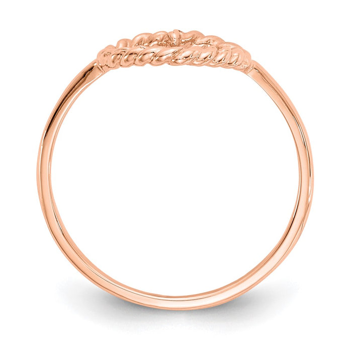 High-quality 14K Rose Gold Heart Ring | Stylish Polished & Textured Finish-2