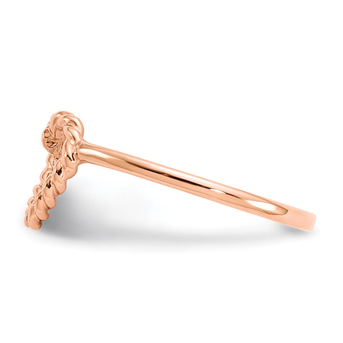 High-quality 14K Rose Gold Heart Ring | Stylish Polished & Textured Finish-3