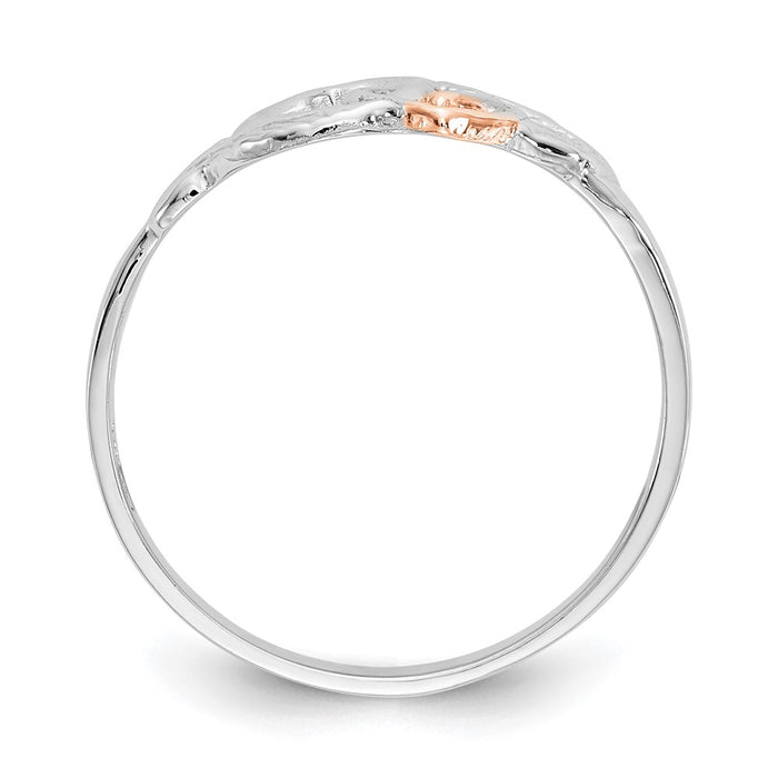 Exclusive 14K White & Rose Gold-Plated Heart & Leaf Ring - Stylish Value!-2
