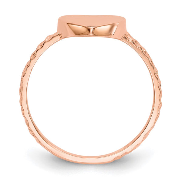 Polished Textured Heart Ring in 14K Rose Gold