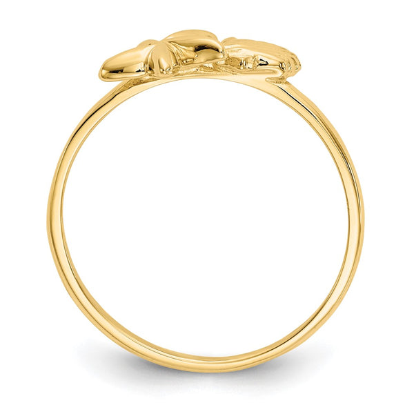 14K Gold Polished Shell & Starfish Ring