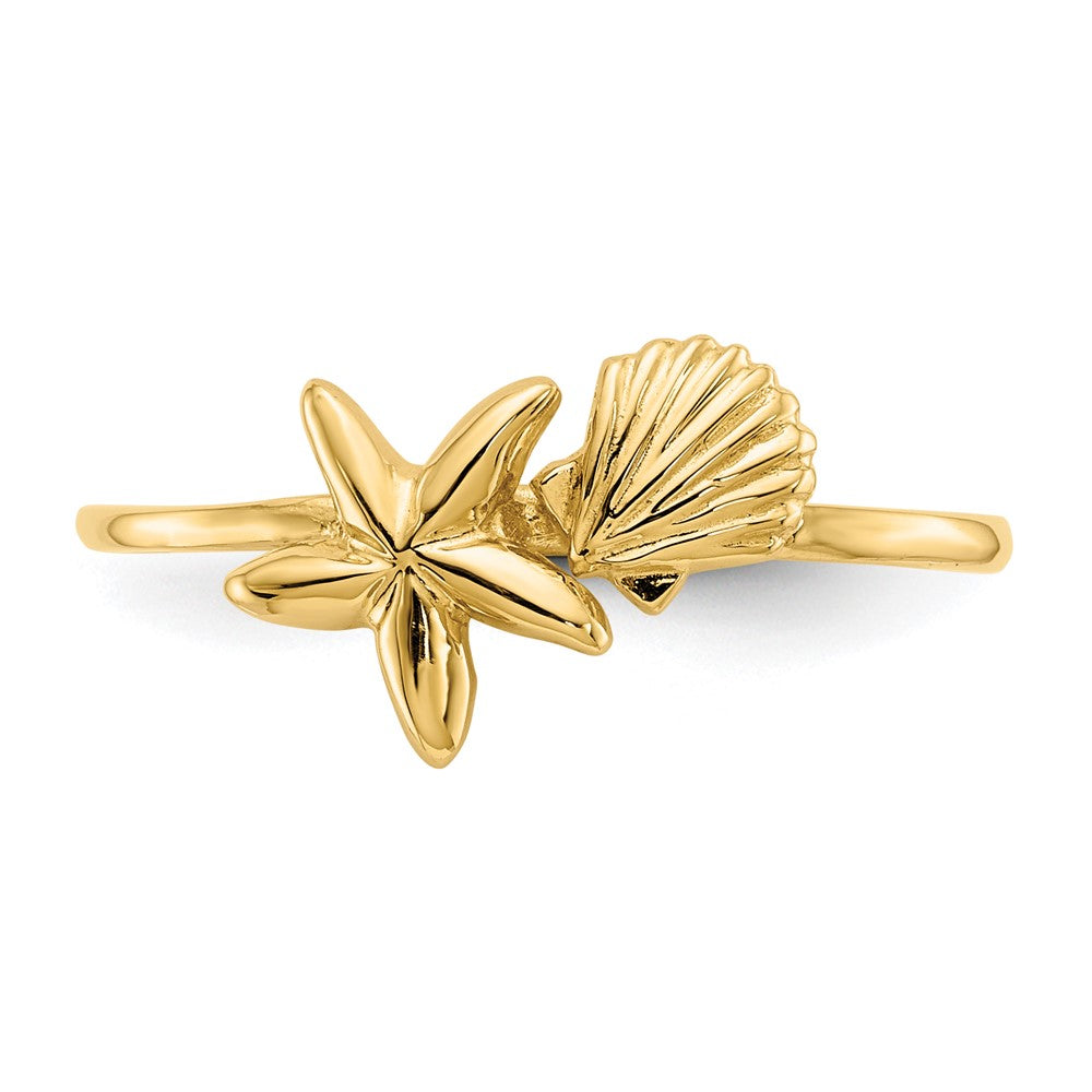 Shop Stylish 14K Gold Polished Shell & Starfish Ring - Luxury Design