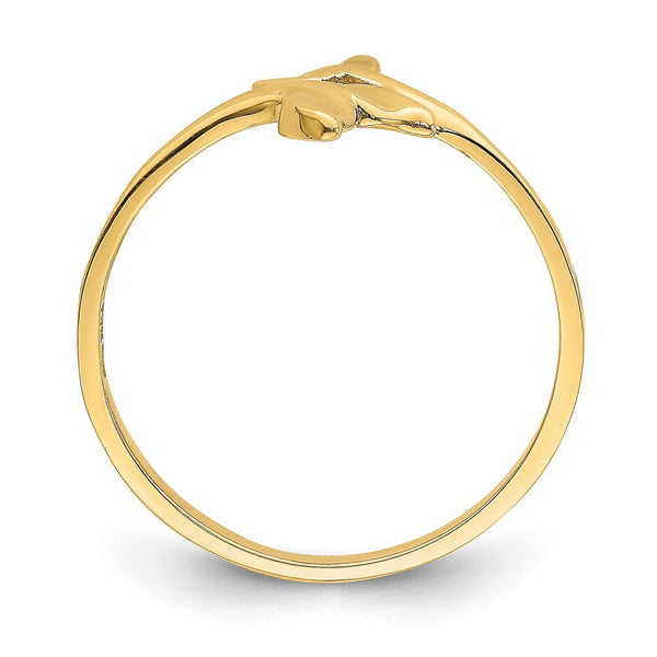 14K Gold Polished Double Whale Tail Band Ring - 0.85mm