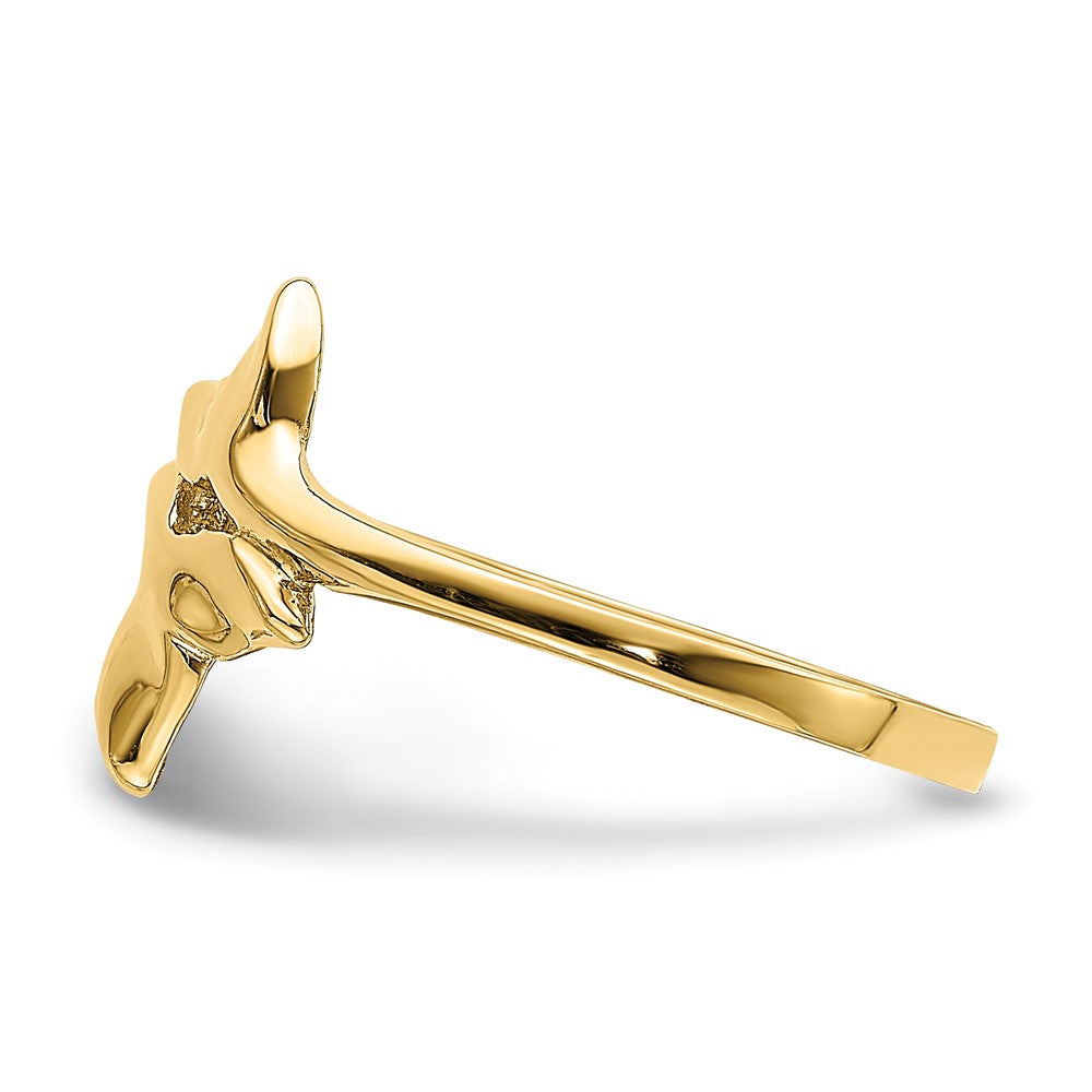 Buy Stylish 14K Gold Polished Double Whale Tail Band Ring - 0.85mm Design