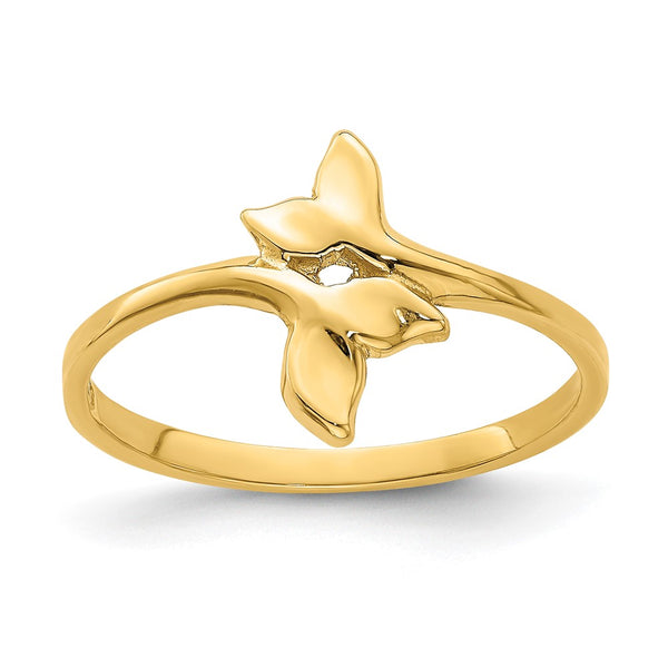 14K Gold Polished Double Whale Tail Band Ring - 0.85mm