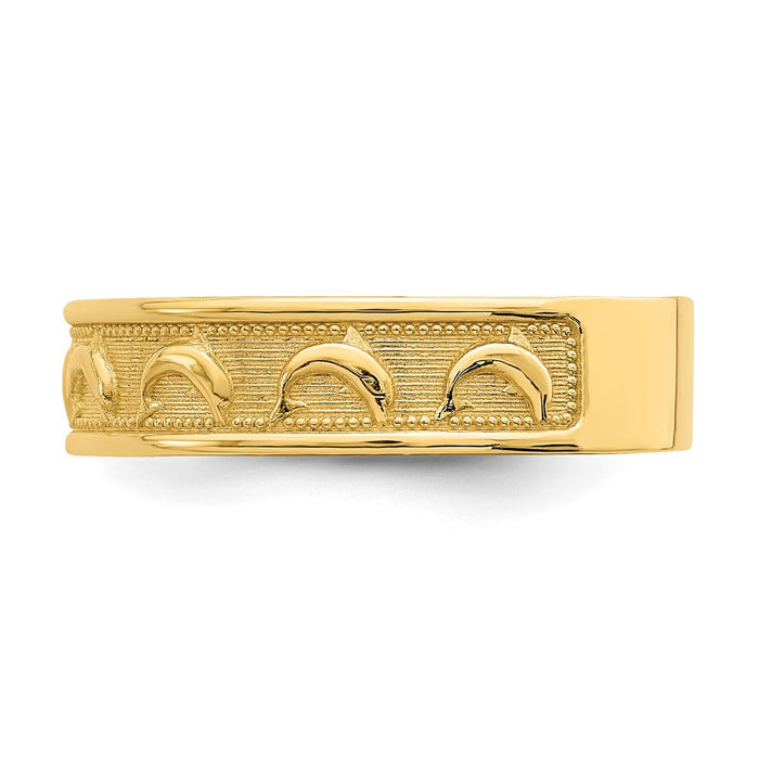 Shop Stylish 14K Gold Polished Dolphin Engraved Thumb Ring - 0.85mm Value-3