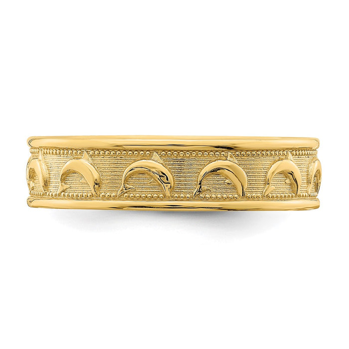 Shop Stylish 14K Gold Polished Dolphin Engraved Thumb Ring - 0.85mm Value-4