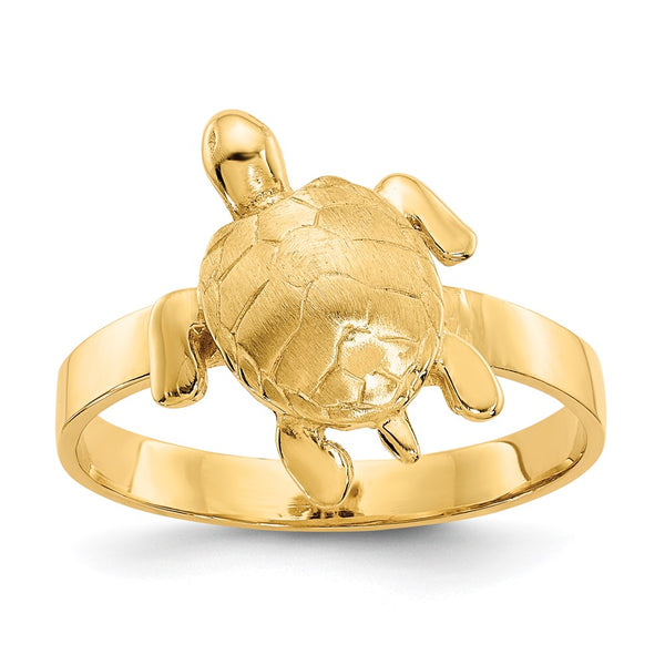 14K Gold Polished Sea Turtle Ring