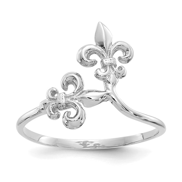 14K White Gold Polished Fleur De Lis Ring