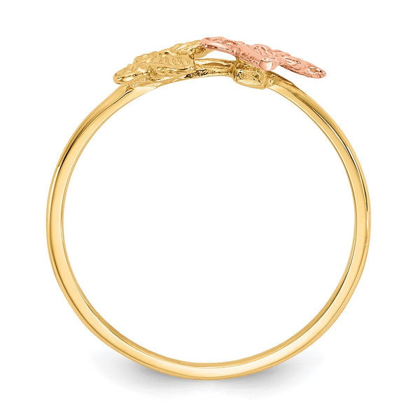 14K Two-Tone Polished Butterfly Ring