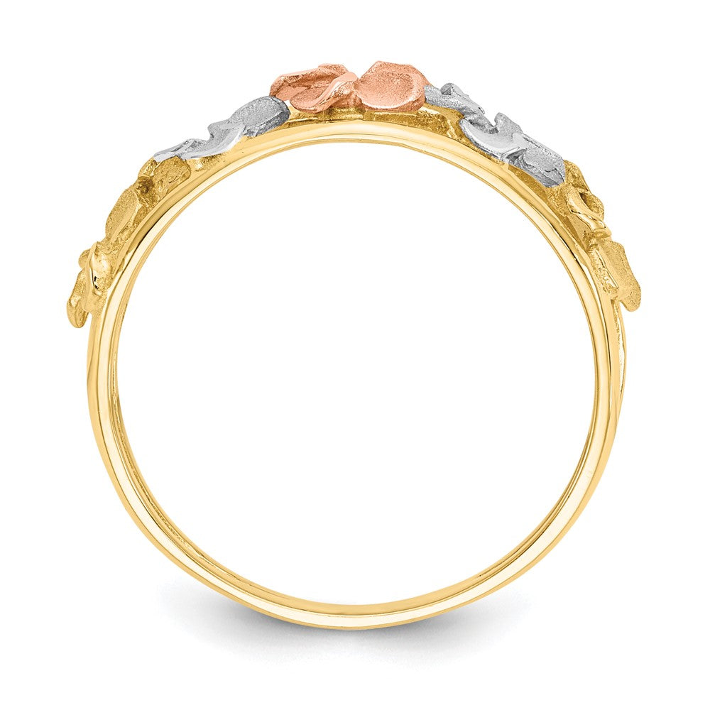 Exclusive 14K Two-Tone Double-Circle Flower Ring - Stylish Design, Affordable Price