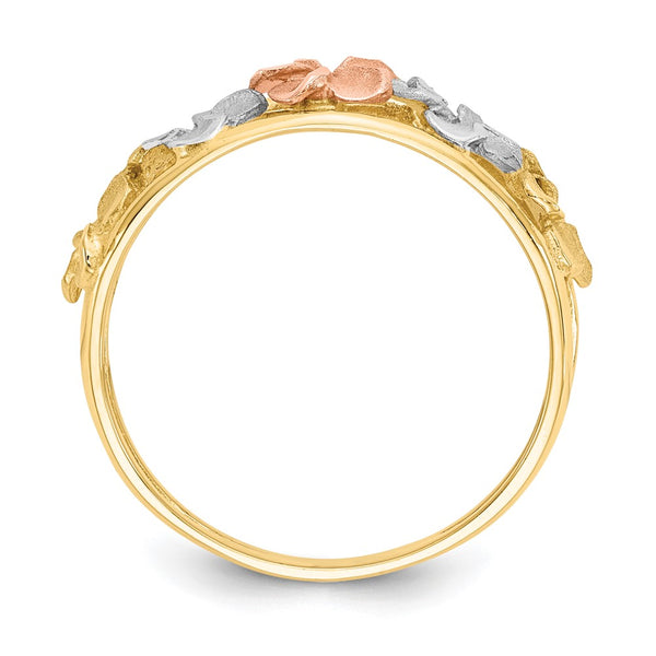 14K Two-Tone Double-Circle Flower Ring
