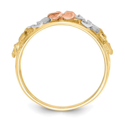 Exclusive 14K Two-Tone Double-Circle Flower Ring - Stylish Design, Affordable Price