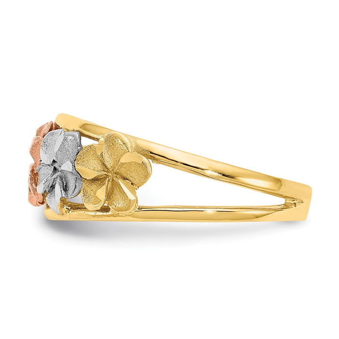 Exclusive 14K Two-Tone Double-Circle Flower Ring - Stylish Design, Affordable Price-3