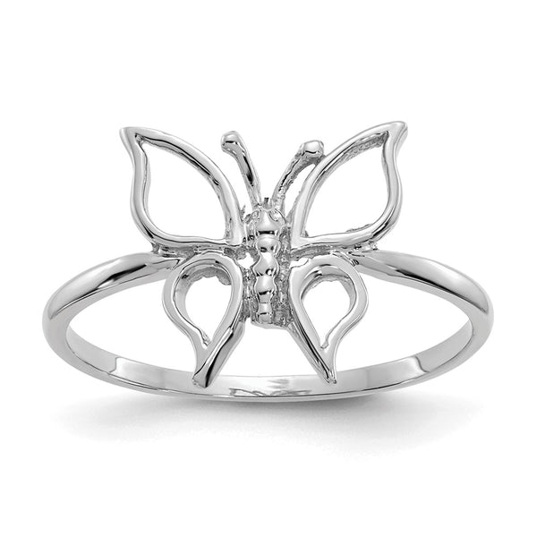 14K White Gold Polished Butterfly Ring