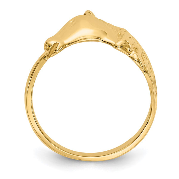 14K Gold Shiny Horse Head Ring