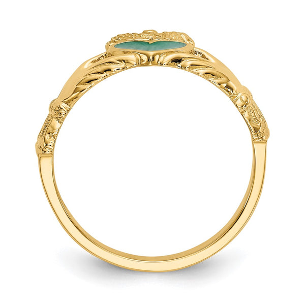 14K Gold Enamel Claddagh Ring