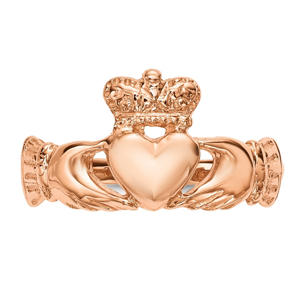 High-Quality Polished 14K Rose Gold Claddagh Ring - Stylish & Affordable Luxury